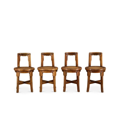View full screen - View 1 of Lot 486. A set of four jumu side chairs, Late Qing dynasty or later 晚清或以後 櫸木靠背椅四張成堂.