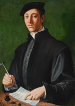 Portrait of a young man with a quill and a sheet of paper, possibly a self-portrait of the artist