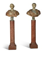 A Matched Pair of Italian White and Alabaster Busts, Rome, 17th/18th century