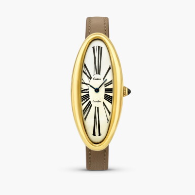View full screen - View 1 of Lot 2501. Maxi Oval | A rare yellow gold elongated curved oval wristwatch with original gold deployant buckle, Circa 1969-70.