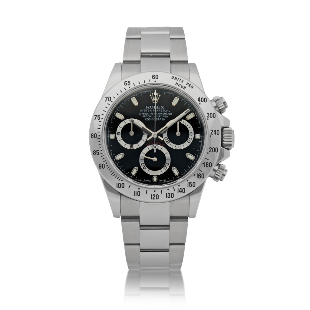 View full screen - View 1 of Lot 9. DAYTONA, REF 116520 STAINLESS STEEL CHRONOGRAPH WRISTWATCH WITH BRACELET CIRCA 2010.