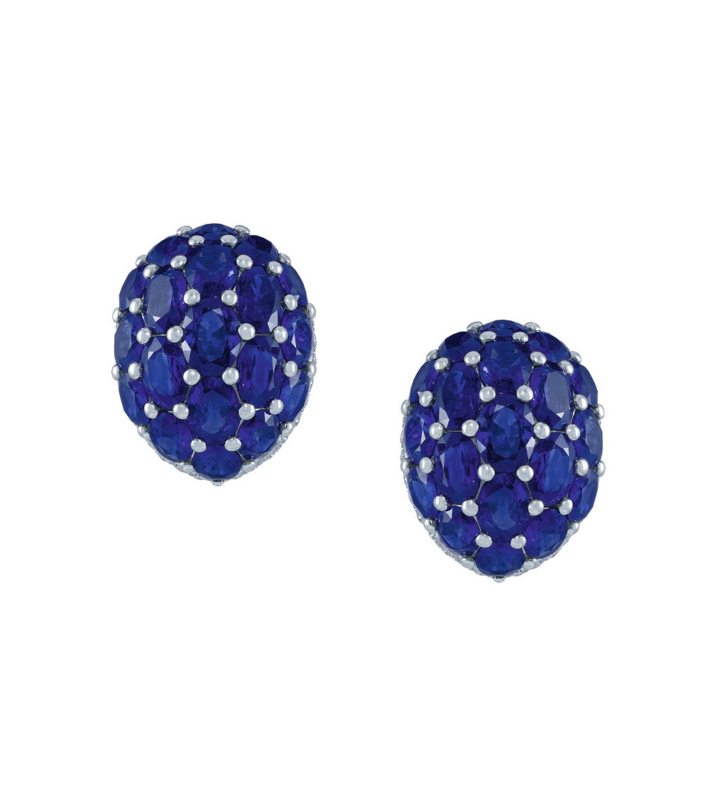 View full screen - View 1 of Lot 9. GRAFF | PAIR OF SAPPHIRE AND DIAMOND EARRINGS.