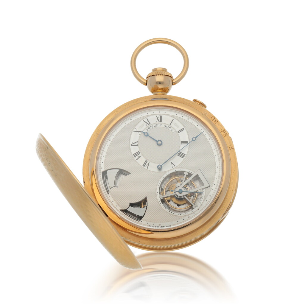 View full screen - View 1 of Lot 76. Classique, Ref. 1907BA12 Yellow gold hunting cased minute repeating watch with grande and petite sonnerie, tourbillon and regulator dial Circa 2010 | 寶璣 1907BA12型號「Classique」黃金三問懷錶備陀飛輪及三針一線錶盤,年份約2010.