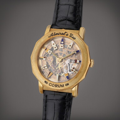 View full screen - View 1 of Lot 123. Reference 6683056 Admiral’s Cup | A yellow gold skeletonized wristwatch, Circa 2000.