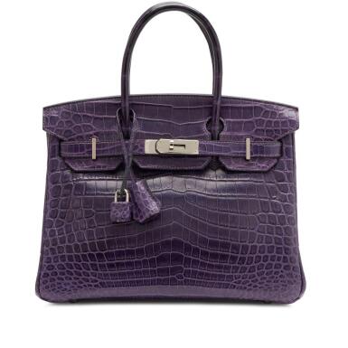 View full screen - View 1 of Lot 109. Amethyst Matte Niloticus Crocodile Birkin 30 Palladium Hardware, 2009.