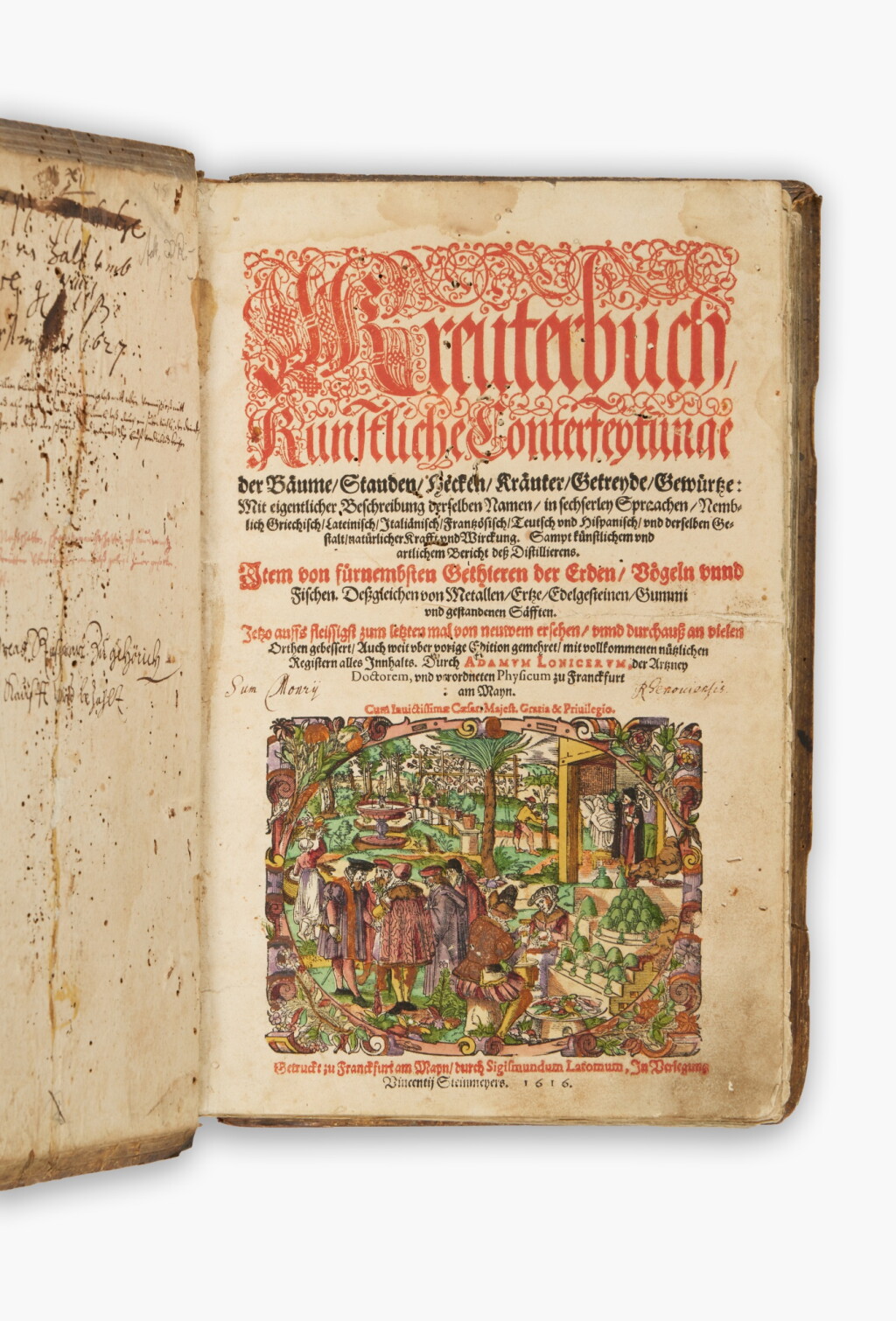 View full screen - View 1 of Lot 153. Lonitzer, Adam | A hand-colored copy of the popular herbal.