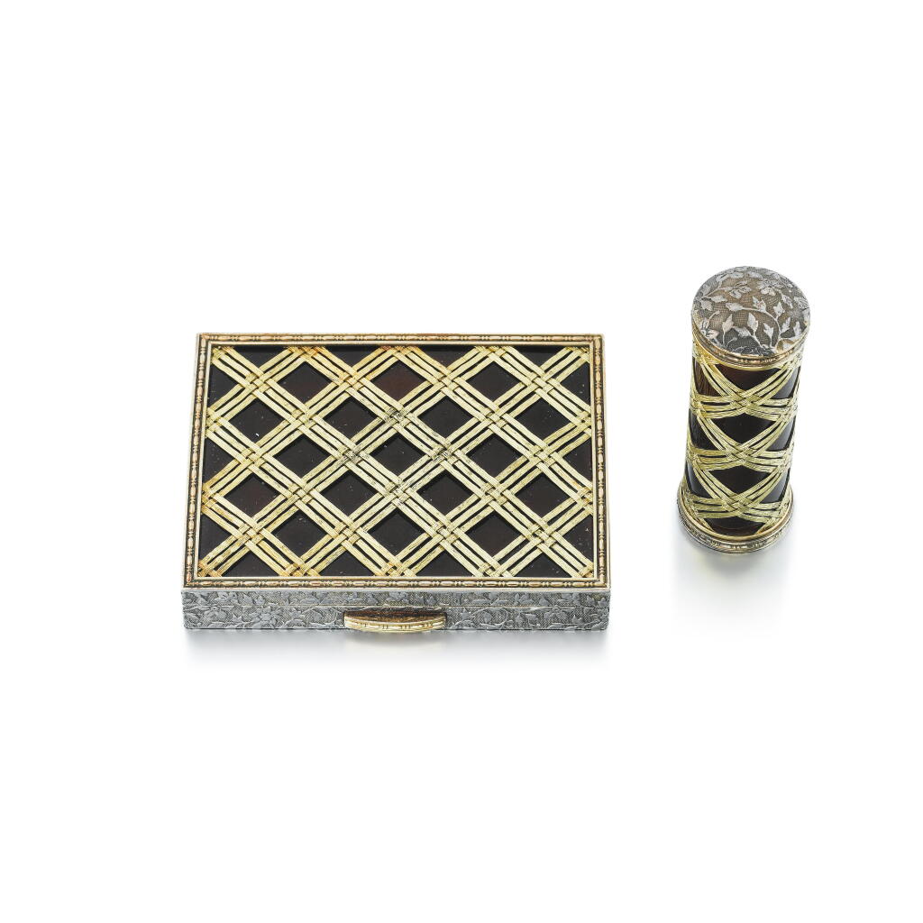 View full screen - View 1 of Lot 47. Gold and enamel powder compact.