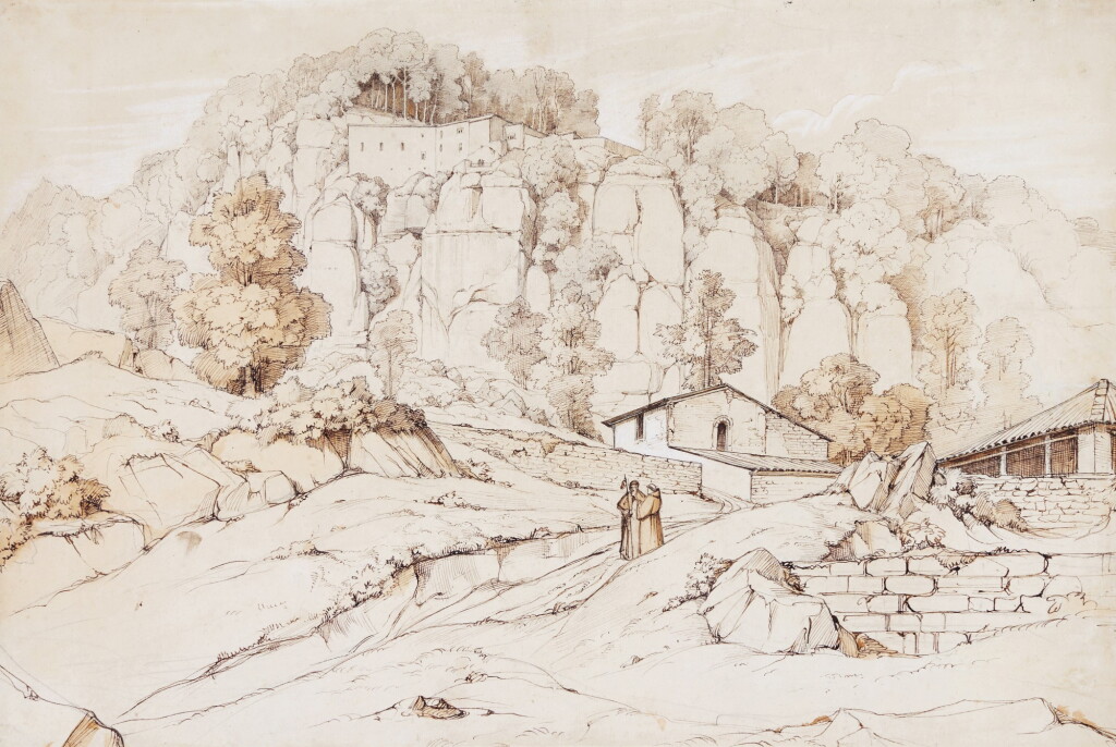View full screen - View 1 of Lot 152. View of the Convent of La Verna, Tuscany.