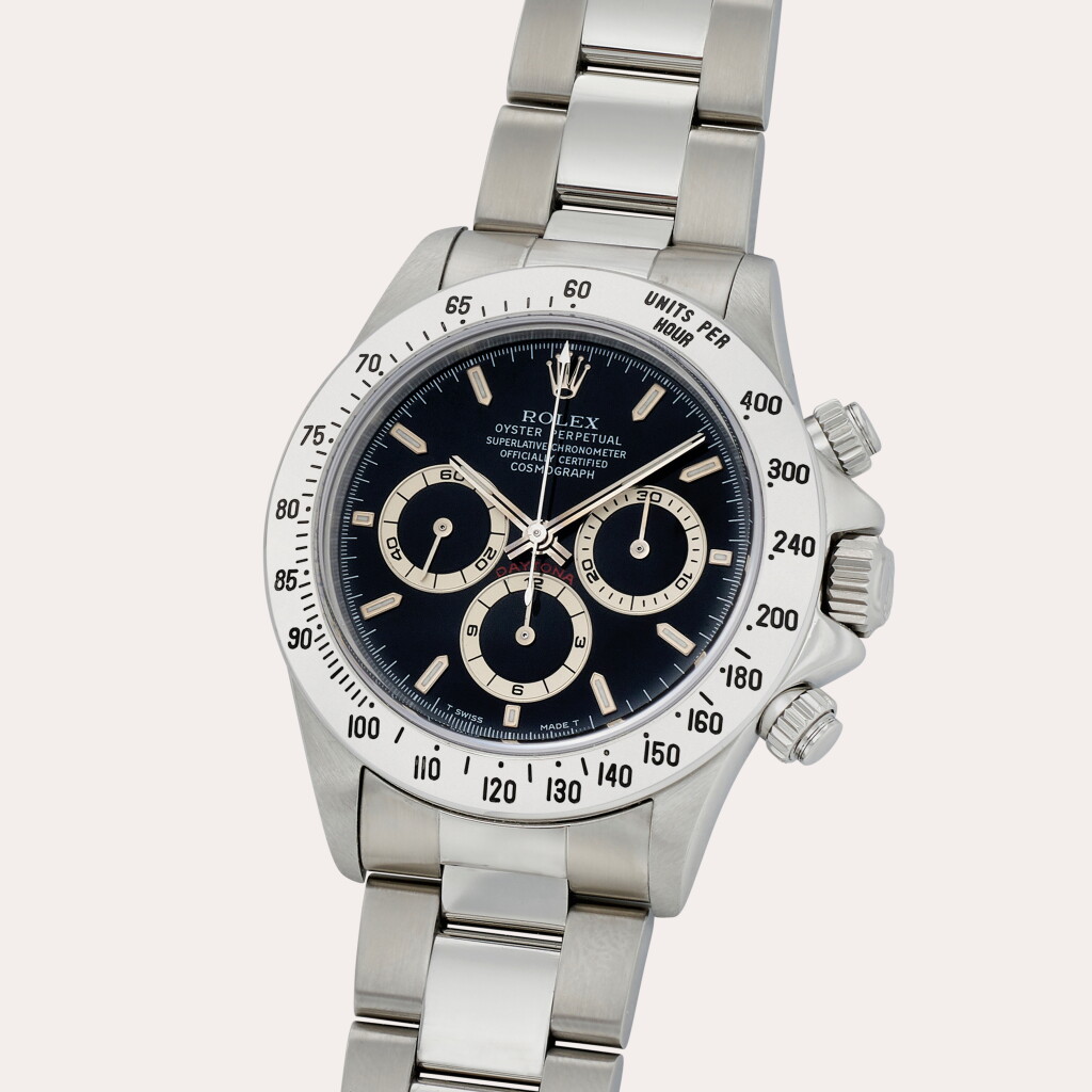 View full screen - View 1 of Lot 209. Daytona 'Zenith', Reference 16520 | A stainless steel chronograph wristwatch with bracelet | Circa 1997.