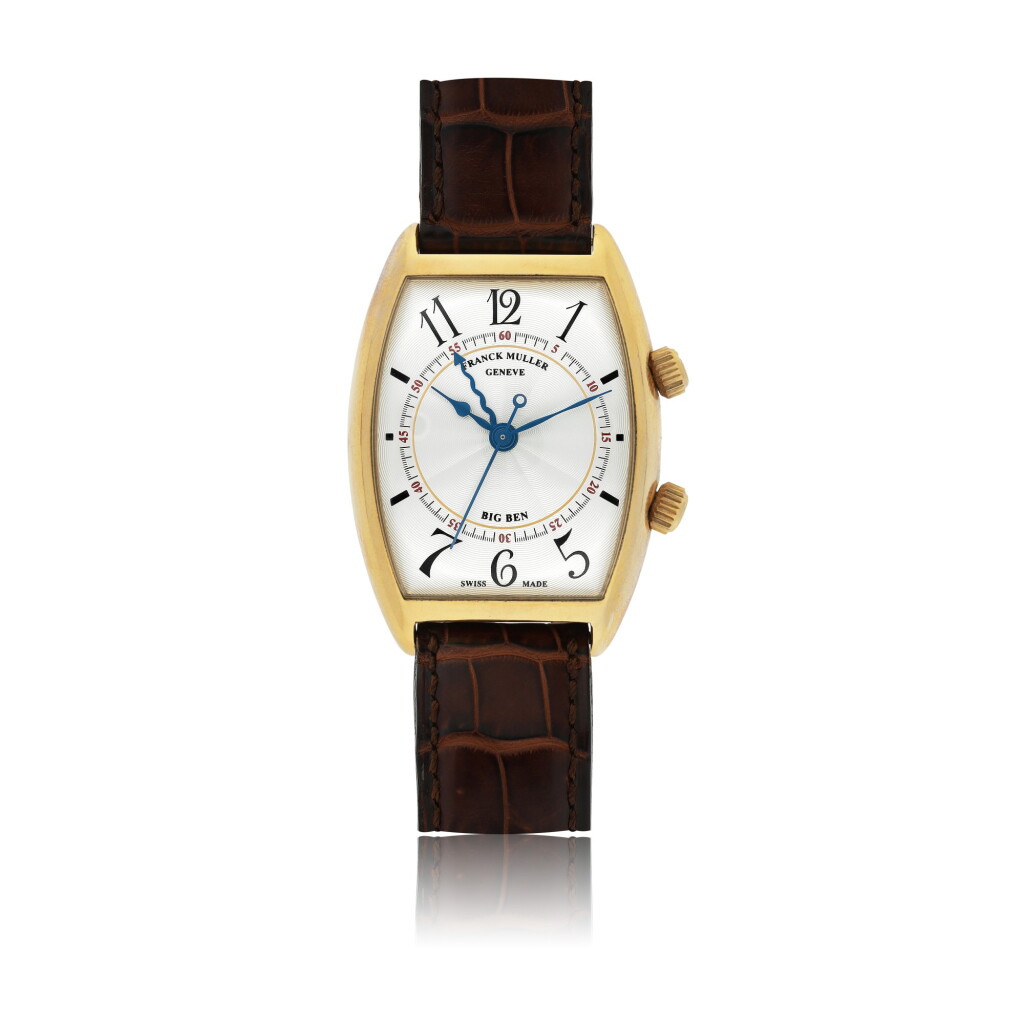 View full screen - View 1 of Lot 66. FRANCK MULLER | REF 2852 AL BIG BEN, A PINK GOLD TONNEAU FORM ALARM WATCH CIRCA 2000.
