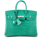 Vert Jade Shiny Porosus Crocodile Birkin 25 Palladium Hardware, 2021