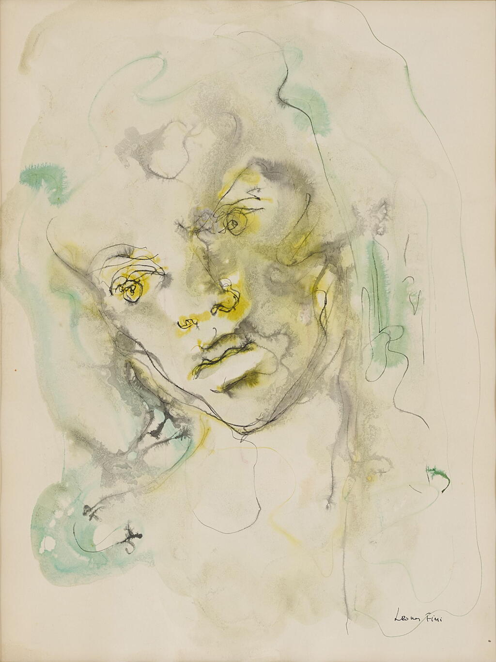 View full screen - View 1 of Lot 448. Visage jaune & Verte (A Double-Sided Work).
