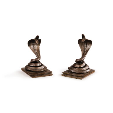 View full screen - View 1 of Lot 109. Pair of Cobra bookends | paire de serre-livres Cobra.
