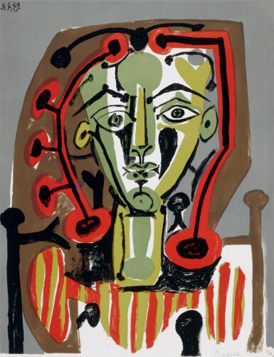 View full screen - View 1 of Lot 32. Figure au corsage rayé (Bloch 604; Mourlot 179).