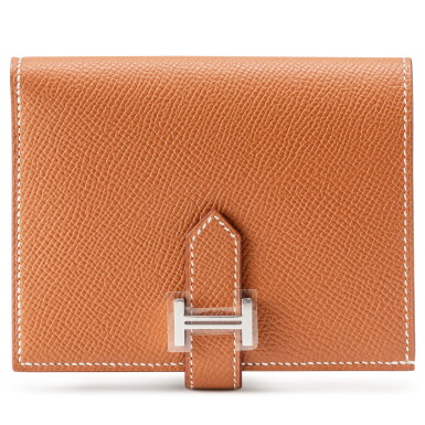View full screen - View 1 of Lot 666. Gold Epsom Béarn Compact Wallet Gold Hardware, 2023.