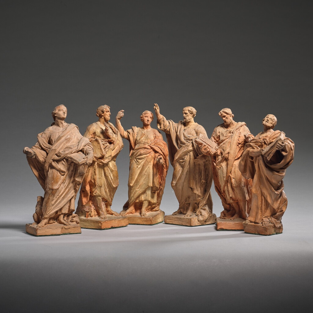 View full screen - View 1 of Lot 123. ITALIAN, 19TH CENTURY | SIX FIGURES OF APOSTLES.