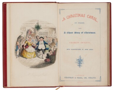 View full screen - View 1 of Lot 1069. Dickens, Charles | A Christmas Carol, bound in red morocco.