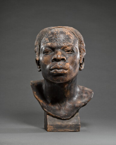 View full screen - View 1 of Lot 5. Bust of a Man: 'An Aruimi type' or 'Souvenir de voyage de l'expédition Stanley (Soudan anglais)'.
