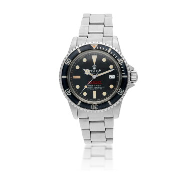 View full screen - View 1 of Lot 10. ROLEX | 'DOUBLE RED' SEA-DWELLER, REF 1665 STAINLESS STEEL WRISTWATCH WITH DATE, HELIUM ESCAPE VALVE AND BRACELET CIRCA 1977.