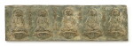 AN INSCRIBED BRONZE VOTIVE PLAQUE OF THE FIVE TATHAGATAS, MING DYNASTY, 15TH – 16TH CENTURY | 明十五至十六世紀 五多陀阿伽陀佛供養銅碑