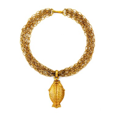 View full screen - View 1 of Lot 36. COLLIER, "POISSONS JUMEAUX", LINE VAUTRIN, VERS 1945 | NECKLACE, 'POISSONS JUMEAUX', LINE VAUTRIN, CIRCA 1945.