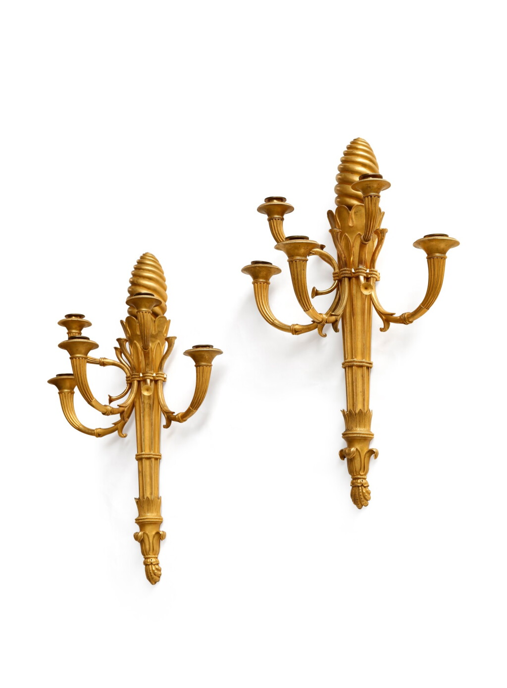 View full screen - View 1 of Lot 53. A PAIR OF EMPIRE GILT-BRONZE WALL LIGHTS ATTRIBUTED TO ANDRÉ-ANTOINE RAVRIO, CIRCA 1810 | .