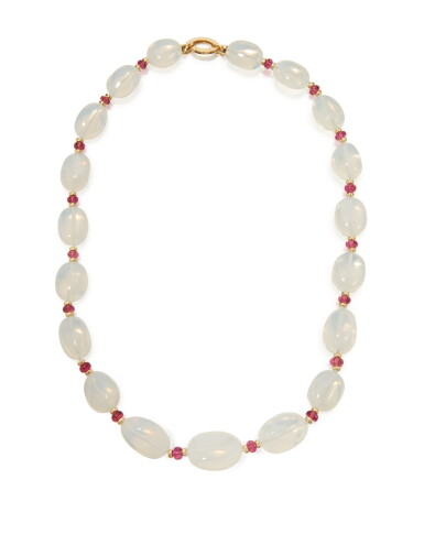 View full screen - View 1 of Lot 85. MILKY QUARTZ AND PINK TOURMALINE 'BEYOND' NECKLACE, GOSHWARA.