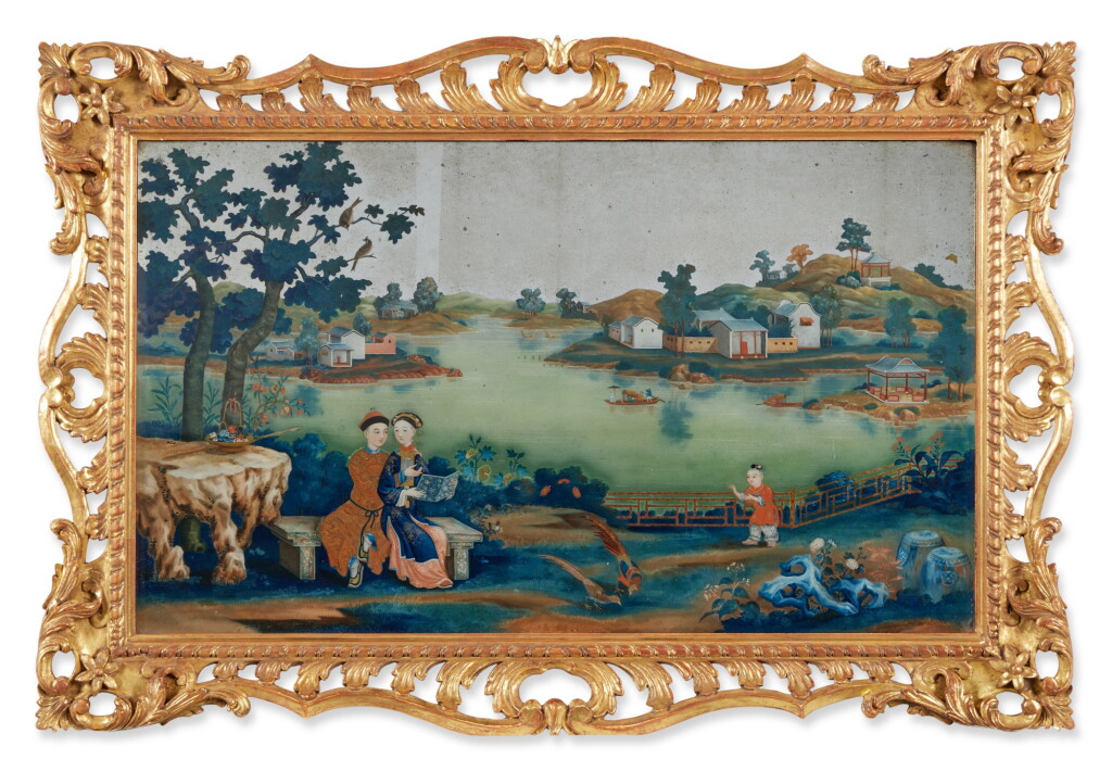 View full screen - View 1 of Lot 77. A Chinese Export Reverse Mirror Picture, Qianlong, Second Half 18th Century.