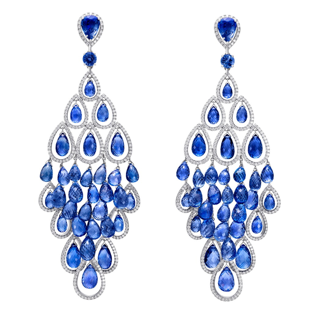 View full screen - View 1 of Lot 88. GRAFF | PAIR OF SAPPHIRE AND DIAMOND PENDENT EARRINGS.