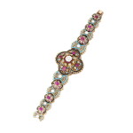Bracelet émail, perles fines, rubis et diamants | Enamel, natural pearl, ruby and diamond bracelet