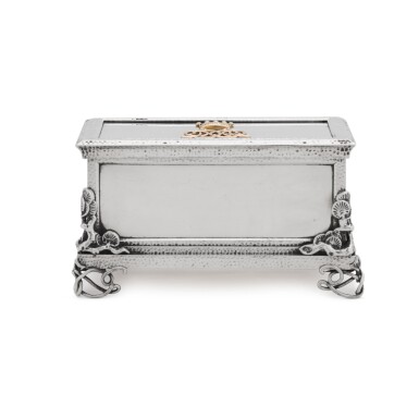 View full screen - View 1 of Lot 181. A Victorian silver casket, Louis Dee, London, 1882, retailed by Alfred Clark of 20 Old Bond St..