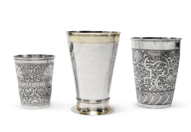 View full screen - View 1 of Lot 6. Three Continental Silver Beakers, 18th Century.