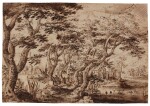 River landscape with a path through trees