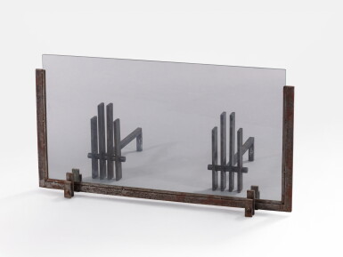 View full screen - View 1 of Lot 1025. Fire screen and pair of andirons | Pare-feu et paire de chenêts.