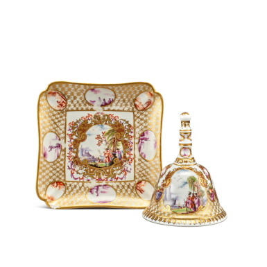 View full screen - View 1 of Lot 11. A Rare Meissen Table Bell and Stand, Circa 1730-35.