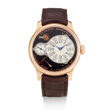 View full screen - View 1 of Lot 85. F.P. JOURNE | CHRONOMETRE OPTIMUM, A BOUTIQUE EDITION PINK GOLD WRISTWATCH WITH POWER RESERVE INDICATION, CIRCA 2015.