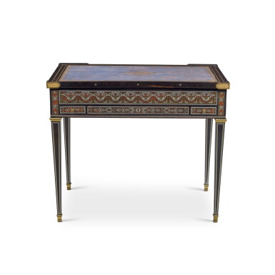 View full screen - View 1 of Lot 667. An Ebony, Brass, Pewter and Tortoiseshell Boulle Marquetry Games Table, Antwerp or Vienna, Circa 1700, the legs and removable top probably late 18th/19th Century.