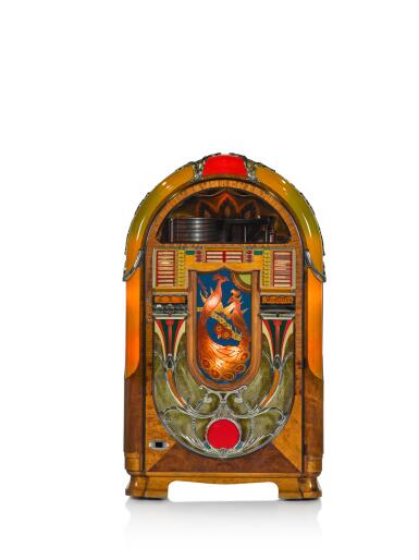 View full screen - View 1 of Lot 36. A Wurlitzer Model 850 'Peacock' design jukebox by Paul Fuller, American, circa 1941.