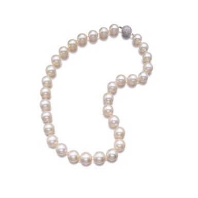 View full screen - View 1 of Lot 550. Cultured Pearl and Diamond Necklace.