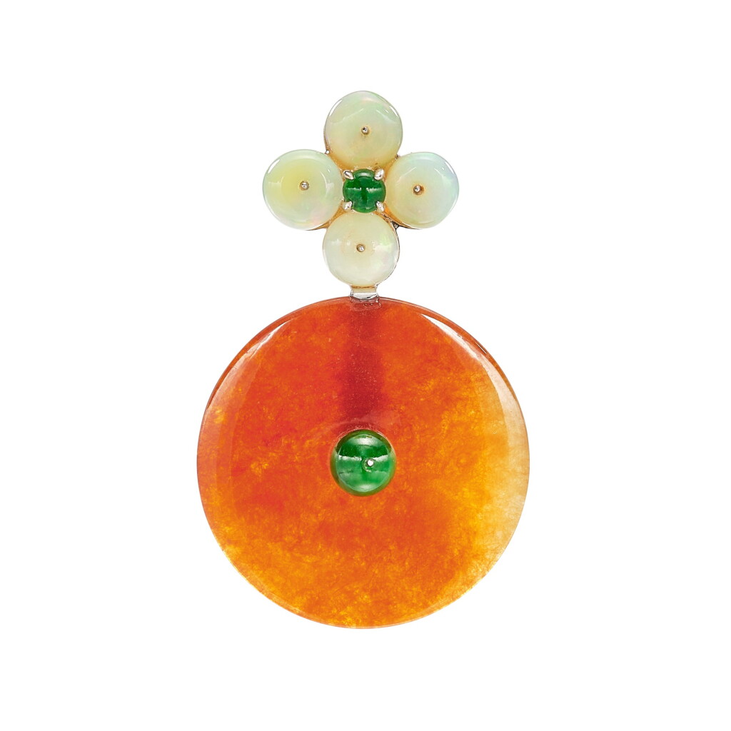 View full screen - View 1 of Lot 2791. Jadeite and Opal Pendant | 天然翡翠 配 歐泊 掛墜.