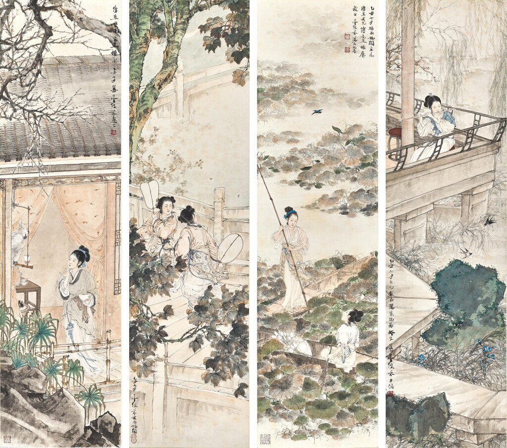 View full screen - View 1 of Lot 3044. 鄧芬 Deng Fen | 四時閨趣 Ladies in Four Seasons.