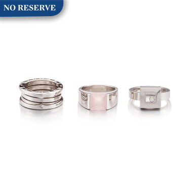 View full screen - View 1 of Lot 1542. CARTIER, BULGARI AND CHOPARD | GROUP OF THREE RINGS | 卡地亞, 寶格麗, 蕭邦 | 戒指三枚.