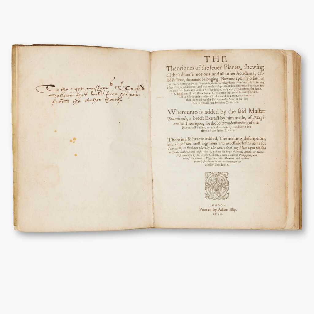 View full screen - View 1 of Lot 34. Blundeville, Thomas | The Theoriques of the Seven Planets …, London, 1602, first edition, contemporary limp vellum.