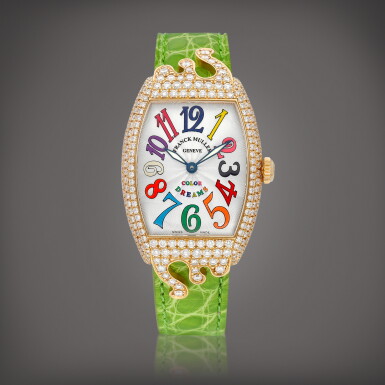 View full screen - View 1 of Lot 895. Cintrée Curvex Pop Color Dreams, Reference 7502 QZ D | A pink gold and diamond-set wristwatch, Circa 2008 | Cintrée Curvex Pop Color Dreams 型號7502 QZ D | 粉紅金鑲鑽石腕錶,約2008年製.
