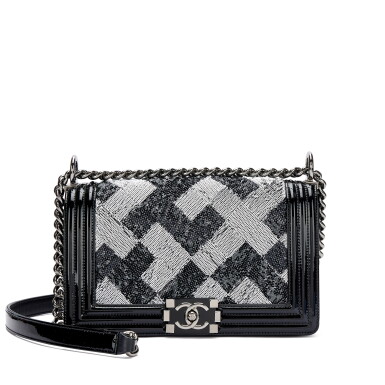 View full screen - View 1 of Lot 6135. Black Quilted Sequins and Patent Boy Bag Brushed Ruthenium Hardware, 2014.