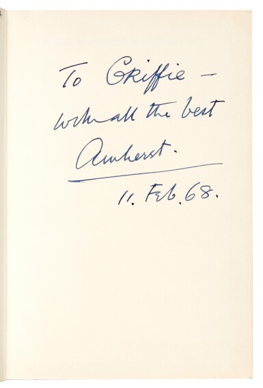 View full screen - View 1 of Lot 58. FLEMING | On Her Majesty's Secret Service, 1963, limited edition, presentation copy signed by Amherst Villiers.