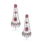 Pair of ruby and diamond pendent earrings, mid-19th century and later