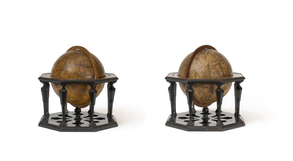 View full screen - View 1 of Lot 1054. A pair of Louis XIV terrestrial and celestial table globes by Nicolas Bion (1652-1733), Paris, early 18th century.
