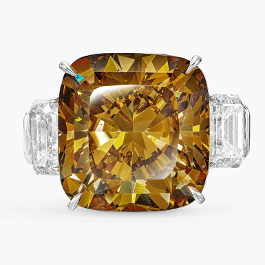 View full screen - View 1 of Lot 1410. Fancy Dark Yellowish Brown Diamond and Diamond Ring | 14.05克拉 暗彩黃棕色鑽石 配 鑽石 戒指.
