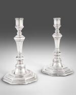 A Pair of Louis XIV Silver Octagonal Candlesticks, Nicolas Grebeude, Paris, 1706